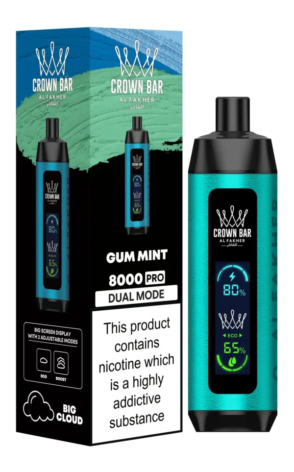 Al Fakher Crown Bar 8000 Pro Dual Mode Vape Žvakaća Guma i Menta