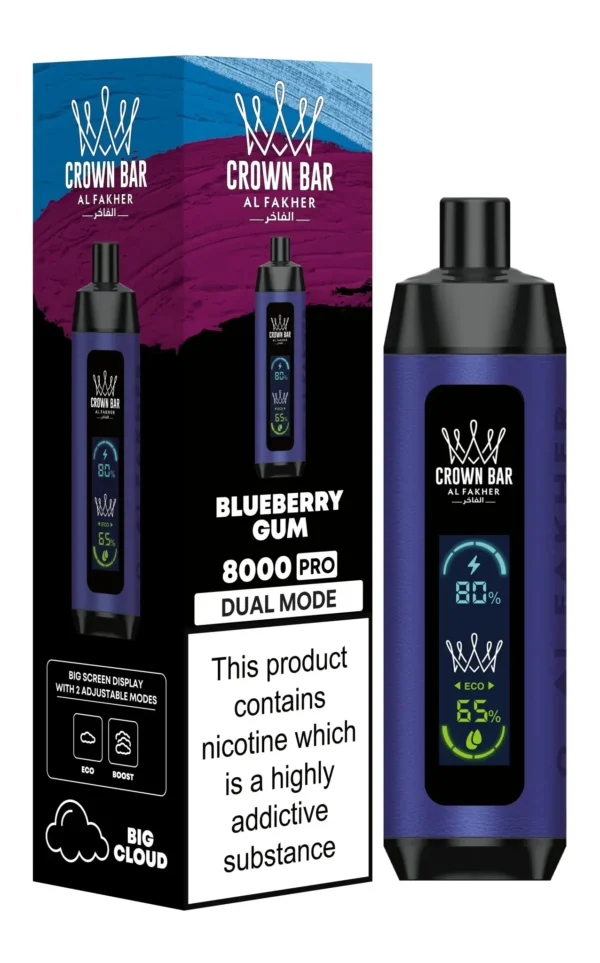 Al Fakher Crown Bar 8000 Pro Dual Mode Vape Borovnica i Žvaka