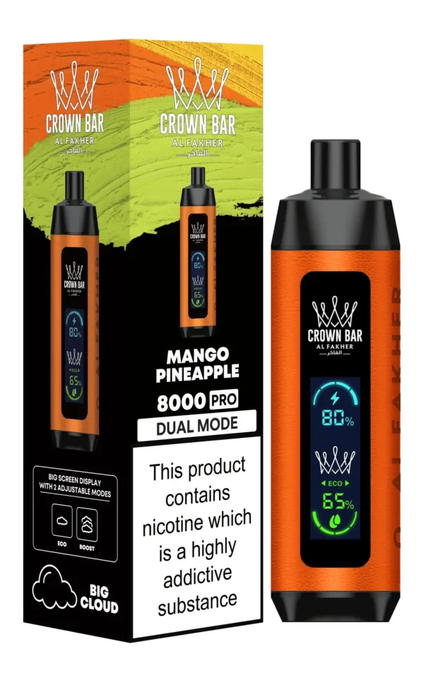 Al Fakher Crown Bar 8000 Pro Dual Mode Vape Mango i Ananas