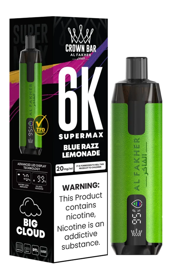 Al Fakher Crown Bar 6000 Super Max Vape Plava Malina i Limunada