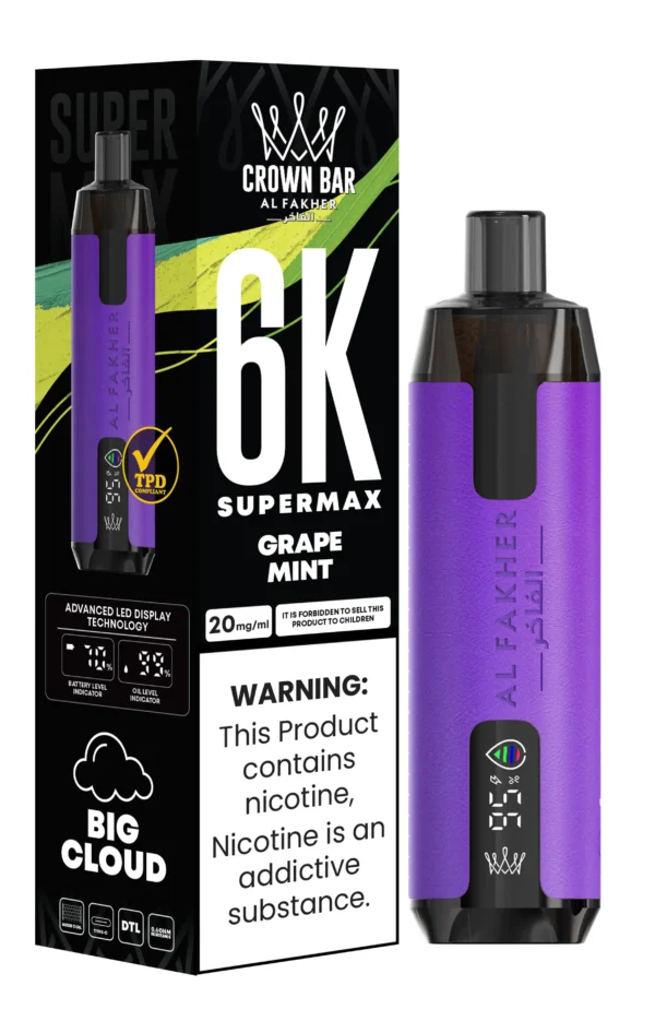 Al Fakher Crown Bar 6000 Super Max Vape Grožđe i Menta