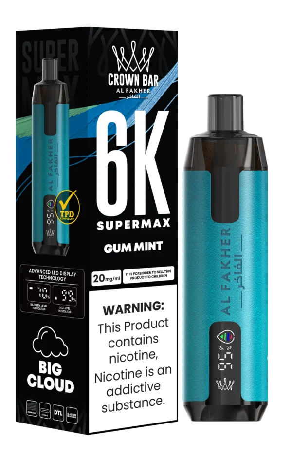 Al Fakher Crown Bar 6000 Super Max Vape Žvakaća Guma i Menta