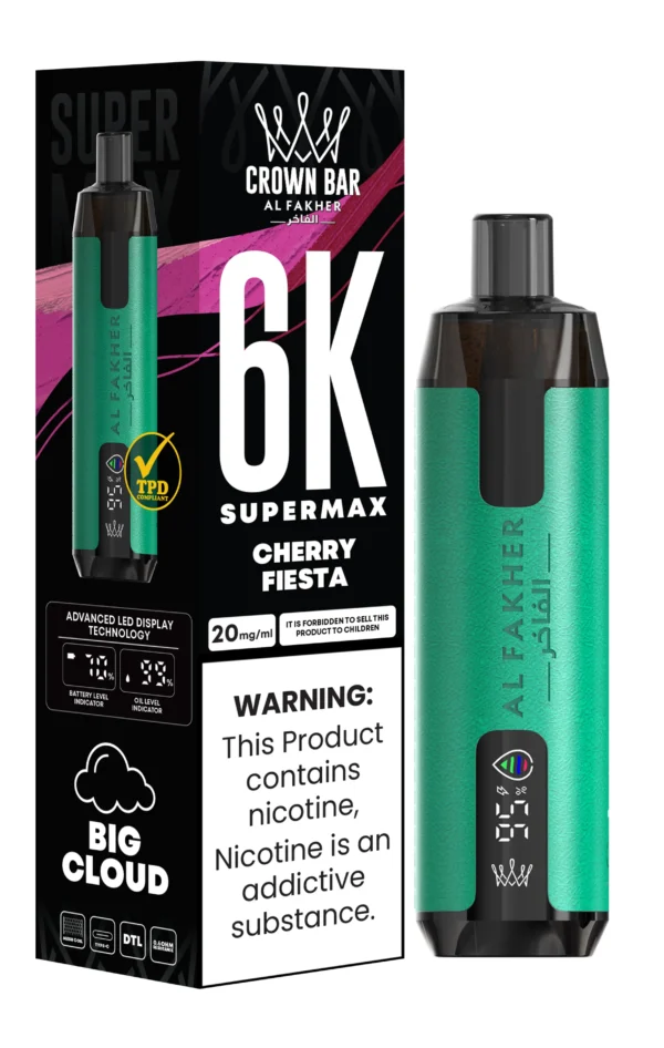 Al Fakher Crown Bar 6000 Super Max Vape Zabavna Trešnja